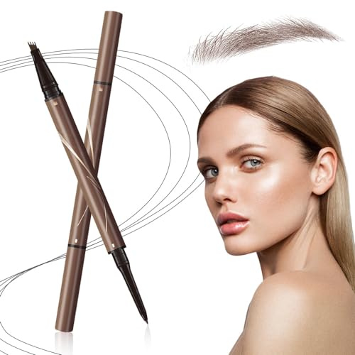 Magischer 3D Augenbrauenstift mit 4 Gabelspitzen, 2024 Neuest Eyebrow Pencil, Natürlicher wasserfest und Langlebiger, für Männer und Frauen mühelos natürlich aussehende Brauen (Hellbraun)