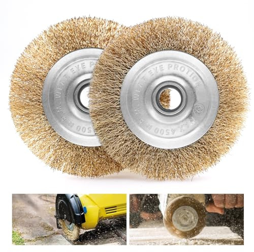 Piuluvor® Weedbrush Lot de 2 brosses à joints en laiton compatibles avec la majorité des brosses métalliques, gratte-joints, brosse de rechange en laiton pour dérouiller, polir, dégriller