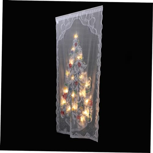 RORPOIR Led Weihnachtsvorhang Spitzenvorhang Mit Led Lichtern Weiß 102x213cm Weihnachtsdekor Festliche Fensterdeko Mit Langlebiger Verarbeitung
