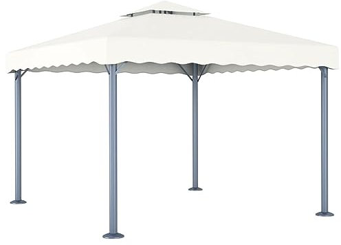 Homgoday Gazebo gazebo 300 x 300 cm Crema Alluminio, Tenda di Ricevimento Gazebo Gazebo Padiglione Esterno, Tendone per Campeggio, Festa, Barbecue