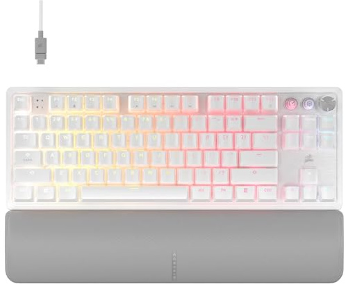 Corsair K70 Pro TKL RGB Clavier de Jeu Magnétique Mécanique Filaire - Lubrifié avec Commutateurs Réglables MGX Hyperdrive, SOCD et Rapid Trigger, ABS Double-Shot, 8000Hz, QWERTY NA - Blanc