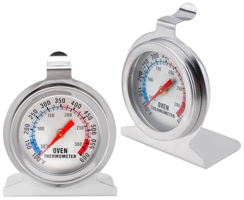 Smgda 2PCS Analog Oven Thermometer, Stainless Steel Temperature Gauge 50-300°C/100-600°F - Instant Read Tool for Baking, Grilling & Deep Frying, with Pizza Baking Accessories (2)