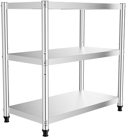 80x80x40cm Stainless Steel Kitchen Shelf Work Table Microwave Oven Storage Rack Stainless Steel Work Table Commercial Catering Table Kitchen Prep Table for family kitchens canteens restaurants etc