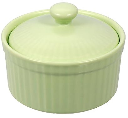 Amosfun 1 Pc Bol à soufflé tasses mini cocotte avec couvercle ramequins crème brûlée ramequins pour la cuisson bol d'oeufs assiette creuse bol en céramique bol à dessert en céramique Green