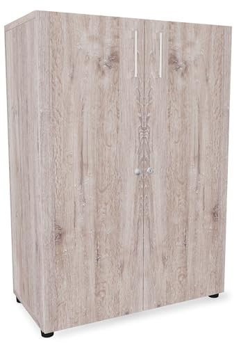 Eigentlich Aktenschrank Holz B80xT40cm, Stabiler Büroschrank in versch. Größen und Farben, Mehrzweckschrank abschließbar, Büromöbel (Eiche modern, 3OH - 80x40x113cm)