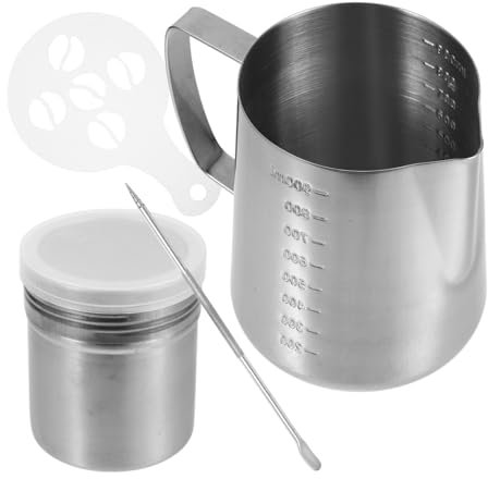 Cabilock Tazzine Da Caffè Espresso Bricco in Acciaio Inox Per Latte Art Bricco Per Schiumare