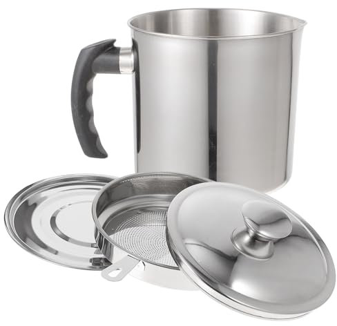Cabilock 1 Set Di Olio Può Grasso Barattolo Di Olio Filtro Può Filtro Pentola Grasso Skimmer Da Cucina Separatore Di o Brocca In Acciaio Pentola