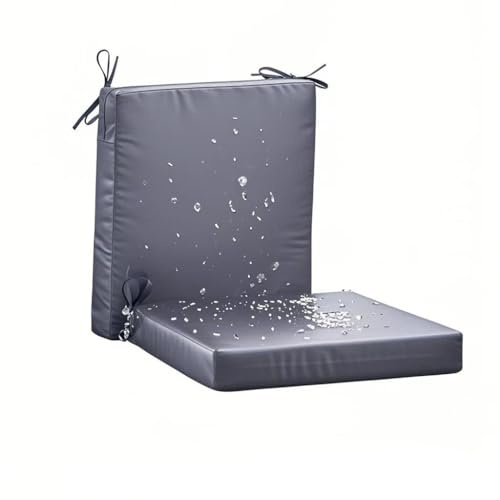 SAMTY 20 x 20 Inch Outdoor Chair Cushions for Patio Furniture UV Resistant Non Slip Waterproof Replacement Patio Seat Cushion with Ties Set of 2, Dark Grey