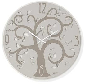 Generico Orologio da parete moderno in legno grigio e tortora con decoro taglio laser alberto della vita d.50 cm AB025