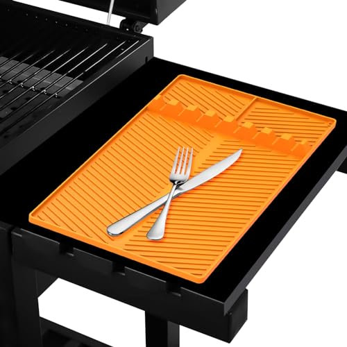 Tapis de Grill pour Barbecue 16 Pouces Silicone Plaque De Cuisson Outil Isolation Thermique Planches Latérales De Barbecue Ustensiles De Barbecue Tapis De Cuisine Comptoir Spatule Tapis 15,94 × 11,46
