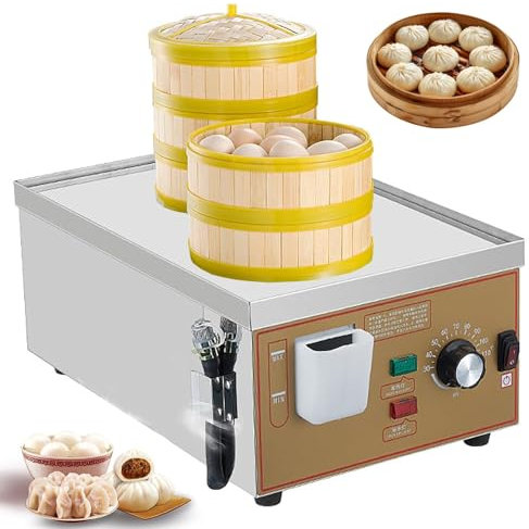 Vaporiera elettrica per alimenti, in acciaio inox, design impilabile con spegnimento automatico, perfetto per cucine commerciali e negozi alimentari