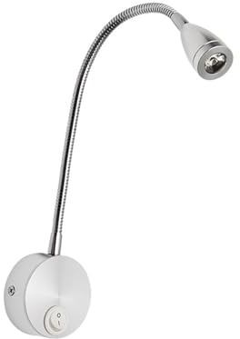 Holibanna LED Schwanenhals Wandleuchte 3w aus Aluminium Silber für Schlafzimmer und Lesen im Bett mit Flexibler Wandmontage LED Leselampe Wandmontage