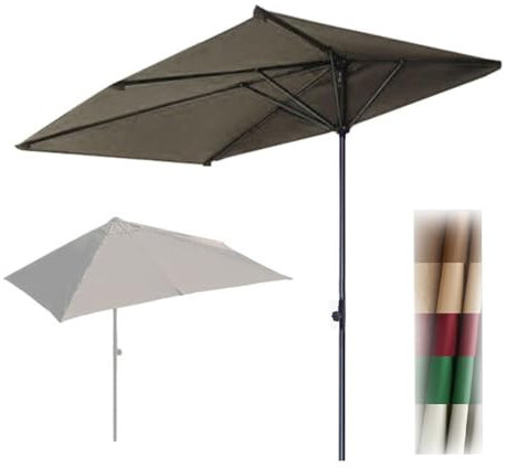 ZIUSFAC Balkonschirm Höhenverstellbar Sonnenschirm Halber Rechteckiger Wandschirm 270×150cm Marktschirm Für Garten Terrassen Schwimmbäder Höfe(Black)