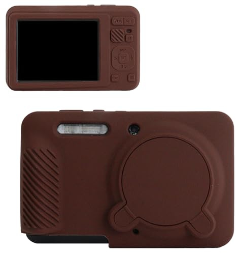 MUZIRI KINOKOO Silikonfodral för Kodak PIXPRO FZ55 kamera, mjukt silikon PIXPRO FZ55 skyddskåpa – med avtagbart linsskydd – smal passform och repskydd, kaffe, kamerafodral