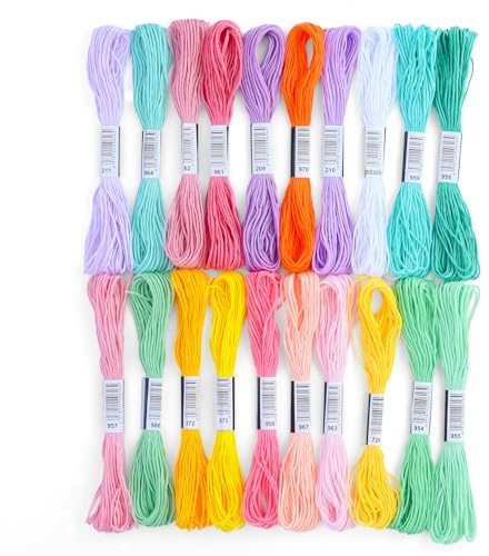 20 Stück 20 Farben Stickgarn Set,Embroidery Floss Multifarben Weicher Polyester zum Herstellen von Armbändern Armbandstricken Nähen