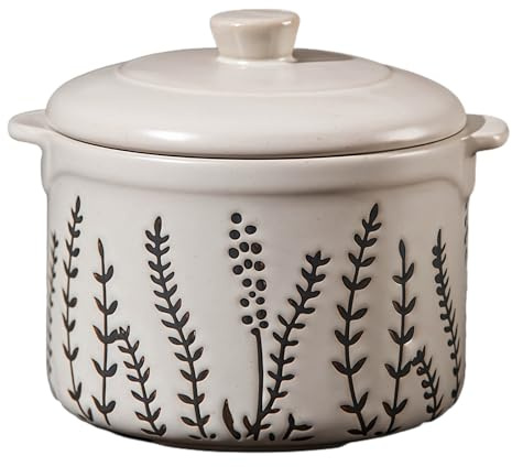 Jaamyears Piccole ciotole per zuppa di cipolle da 500 ml, tazza da zuppa con manici e coperchio, in ceramica, adatta al forno