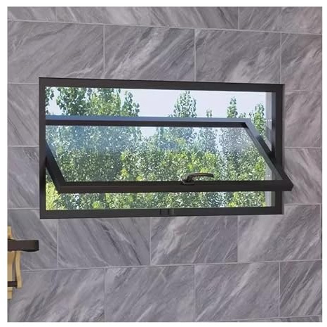 LYMGRZ Ventana Rectangular Horizontal con Marco de aleación de Aluminio y Vidrio Templado, Ventana corrediza con Ojo de Buey Giratorio de 360° para Dormitorio y Sala de Estar (Negra, 60 x 30 cm/23,