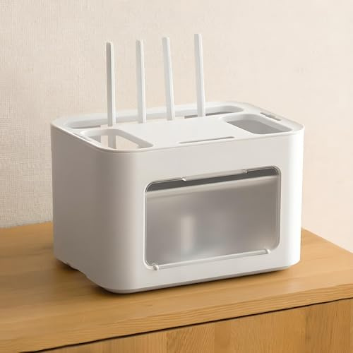 STCERY Caja De Almacenamiento Para Router WiFi, Ocultador De Caja WiFi, Contenedor Para Gestión De Líneas Ocultas, Gran Capacidad De Carga, Montaje De Sobremesa(19cm/7.5in)
