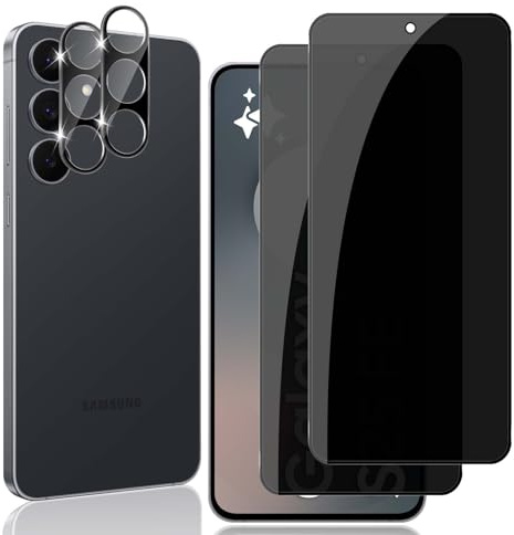 Locofun Sichtschutz für Samsung Galaxy S25 FE für Panzerglas, 2 Stück Anti Spy Panzer Schutz Glas und 2 Stück Kameraschutz, 9H Härte Sichtschutzfolie, Anti-Kratzer Privacy Displayschutz Folies