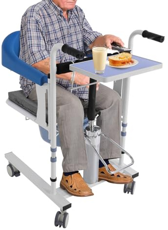 ​​Elevador hidráulico para pacientes, silla de ruedas, altura ajustable, 42-60 cm, con silla de inodoro y cojín de asiento suave, capacidad de carga de 100 kg, para ancianos, hogar de ancianos