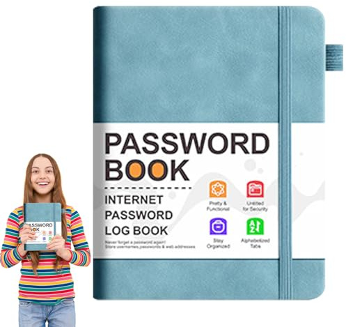 Passwort-Verwahrungsbuch - Organisiertes Login-Notizbuch Mit Alphabetischen Registern | Farbige Seiten Passwort-Erfasser Für Webseiten Und Konten | Hartcover Kunstleder Mit Stiftehalter Für Büro- Und