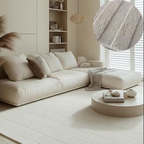 Mazovia Alfombra Salón 120x170cm Crema Abstracto Suave Antideslizante | Alfombra para Dormitorio Comedor Oficina Beige Antialérgico Suelo Radiante Fácil de Limpiar Apto para Mascotas Pelo Corto