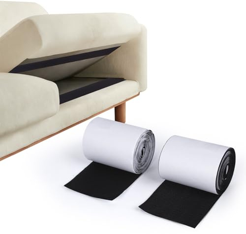 Dezzer Bande Scratch Adhésive, 300 cm×10 cm Scratch Autocollant Double Face, Bande Agrippantes Hook Loop Rubans Adhésives, Ruban auto-agrippant Noir pour Coussins de Canapé, Murs, Tapis, Portes