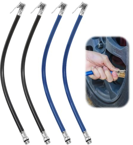 GFUEIGJ 2 stycken 37 cm däckpåfyllningsslang, ventilförlängning, bilventil, däckpåfyllningsslang, universell bilventil förläggningsadapter, cykelventil tryckluft däckfyllare