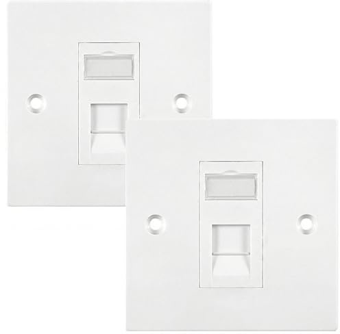 RJ45 Socket Faceplate Wall Plate,2 pcs Single Port RJ45 Wall Sockets | Cat6 Single Ethernet Faceplate,Port Ethernet Cable Networking Socket Box with Keystones Jack for CAT6/CAT5E/CAT5 Cable
