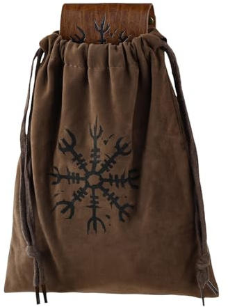 Gaelic Hip Pack - Retro Small Satchel for Costumes | Antiqued Brown Texture with Looped Attachment & Metal Clasp for Concerts, Camping, Travels and Outdoors