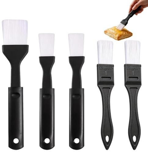 5pcs Pastry Brushes for Baking, BBQ Basting Brush Cooking Brushes for Food | Oil Brush for Cooking, Food Brushes for Cooking, 3 Different Dimension Sizes, for Butter Sauce Egg Wash Baking Barbecue