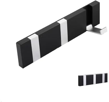 Garderobenhaken Wand, 3 Klappbar Haken Kleiderhaken Edelstahl Hakenleiste Garderobe für Schlafzimmer Badezimmer Küche Wandgarderobe Garderobenleiste Modern für Mäntel Handtaschen Schal Schwarz-Silber