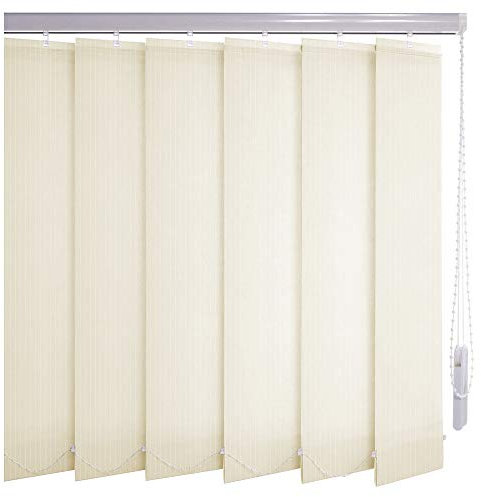 Sonnenschutz-HH® - Lamellenvorhang Creme Leinenoptik mit Streifen lichtdurchlässig - Breite 200 cm x 150 cm Höhe - Lamellenbreite 127mm Vertikaljalousie Vertikalanlage Schiebevorhang