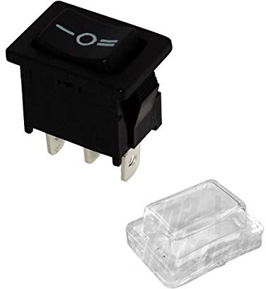 Deviatore interruttore 3 posizioni con ritorno a bilanciere (ON)/OFF/(ON) SPCO 3 poli 6A 250V con cappuccio protettivo impermeabile IP65 per sali scendi, frecce moto, paranchi, tapparelle