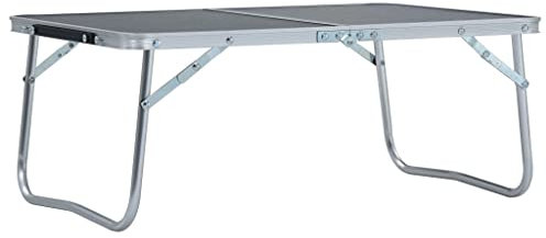 vidaXL Campingtisch Klappbar Koffertisch Falttisch Gartentisch Camping Klapptisch Aluminiumtisch Picknicktisch Grau Aluminium 60x40cm