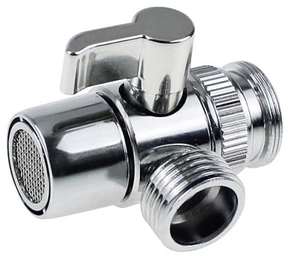 3 Wege Umschaltventil massives Messing Chrom poliert Umstellventil M22xM24 | Ersatzteil Dusche Adapter mit 3 Unterlegscheiben für Waschbecken Bad Küche