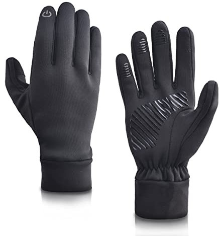 Azarxis Varm vinterhandskar, pekskärm, löparhandskar, sporthandskar, för män, kvinnor, motorcykel, löpning, skidor (01 - svart, M)