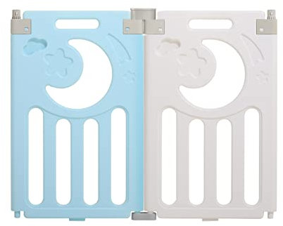 Dripex Parque Infantil Bebé, Corralito Bebé, Parque para Bebés, Parque de juegos para bebés (Azul-blanco, 2 Paneles)