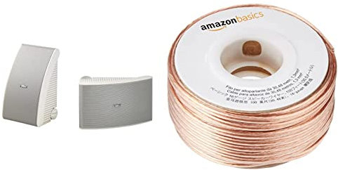 Yamaha NS-AW592 Enceintes d'extérieur Etanche 2 voies Blanc & Amazon Basics Câble audio pour haut-parleur Calibre 16 Section 1,3 mm² Longueur 30,48 m