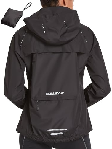 baleaf Waterproof Jackets Women Cycling Jacket Womens Lightweight Outdoor Rain Coats Packable Running Windproof Walking Black S