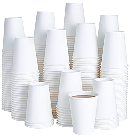 LITOPAK 240 Pack 12 oz Disposable Paper Coffee Cup, White Paper Hot Coffee Cups, Suitable for Party, Picnic, Travel, and Events