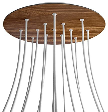 creative cables - Rundes XXL 15-Loch und 4 Seitenlöchern Lampenbaldachin, Rose-One-Abdeckung, 400 mm Durchmesser - Holz, Weiß