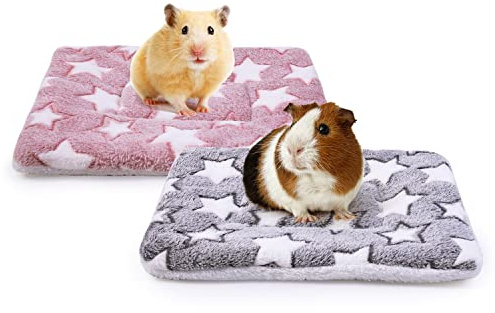 MICOOYO Kleintier-Bettmatte, Flauschiges Fleece, Kaninchenbett, Haustierunterlage, Matte für Kaninchen, Meerschweinchen, Eichhörnchen, Hamster, 2 Stück (32 * 25 cm)