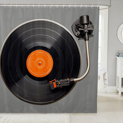 Feelyou Vinyl Record CD Shower Curtain Bathroom 72 x78 Teens Kids