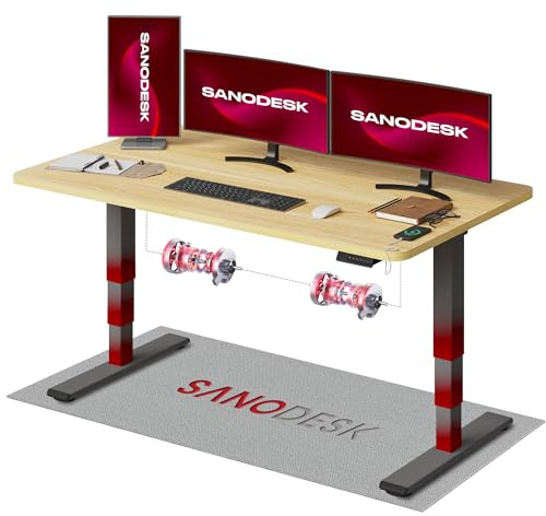 SANODESK Höhenverstellbarer Schreibtisch komplette Tischplatte Schreibtisch Höhenverstellbar Elektrisch Ergonomischer mit Flüsterleisem Dual-Motor 160x80cm