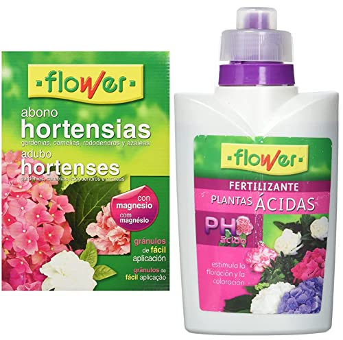 Flower Abono Hortensias, 1 kg & Fertilizante Líquido Plantas Ácidas, 500 ml