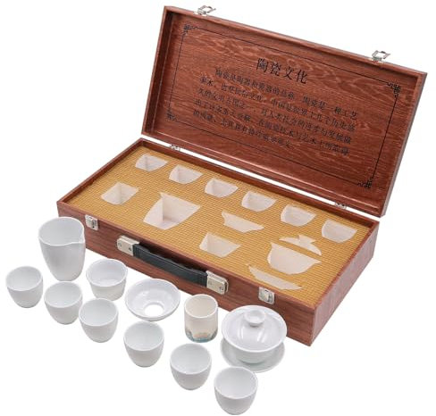 NUZAMAS Juego de té chino Kung Fu de porcelana tapa de cerámica tazón taza de té de porcelana blanca, juego de tazas de té de gran capacidad juego de tazas de té porcelana de viaje vajilla de cerámica