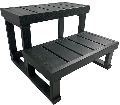Whirlpool-Stufen mit zwei Stufen, Holz-Kunststoff-Verbundwerkstoff für Whirlpool, Spa, Pool mit Leichtigkeit (57,1 cm L x 39,9 cm H, dunkelgrau)