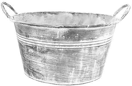 Blümelhuber Verzinkte Wanne - Große Schale zum Bepflanzen - Shabby Chic Garten Deko Draußen - Wasserwanne Miniteich Balkon Deko - Teichwanne Garten Deko