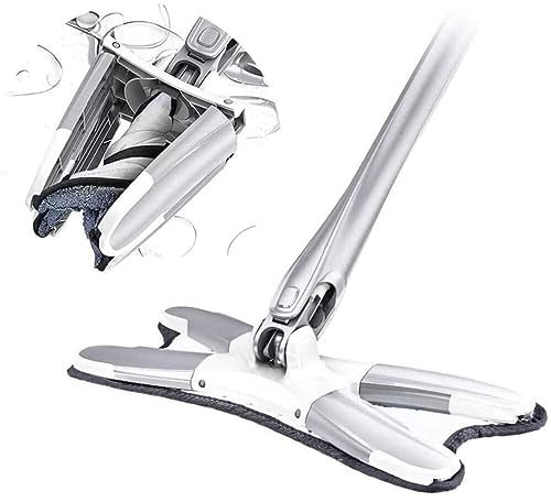 Mocio per Pulizia Regolabile ruotabile a 360°, mocio in Microfibra autostrizzante foma a X, per la Pulizia del Pavimento con strizzatore, Manico allungabile Fino a 140cm